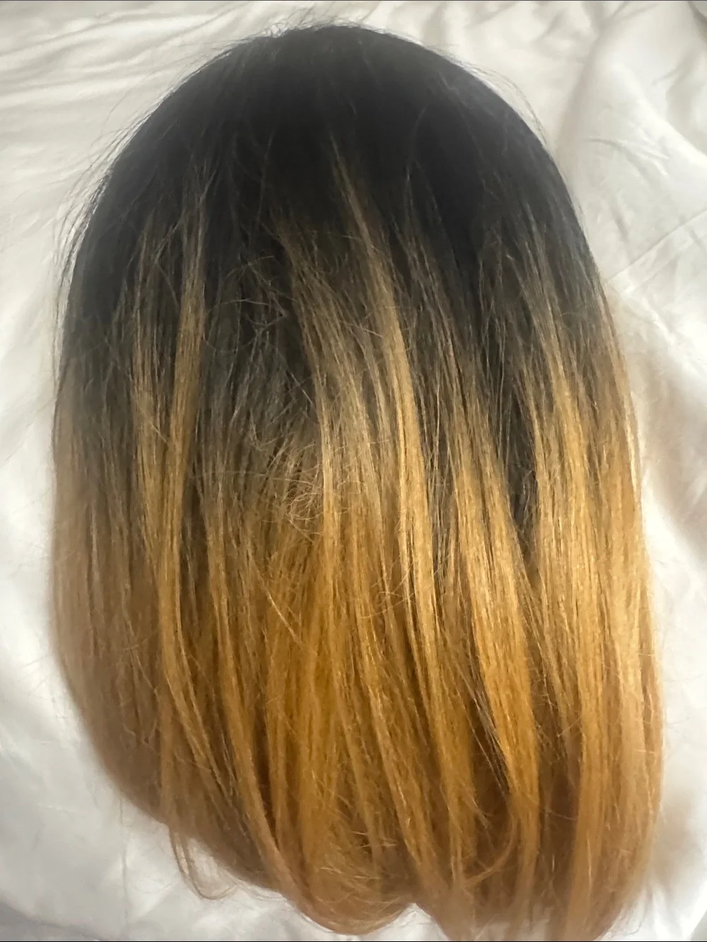 Ombre Synthetic Wig in Black to Honey Brown
